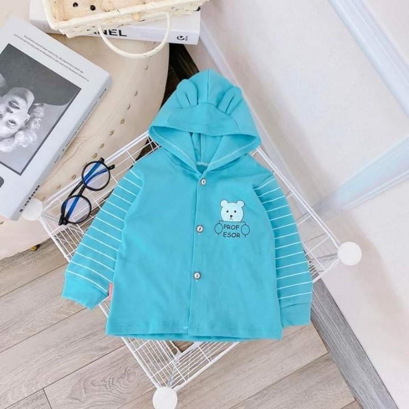 Áo khoác cotton nỉ có mũ, tại thỏ  cho bé trai, gái , áo thu đông cho bé 4/14kg