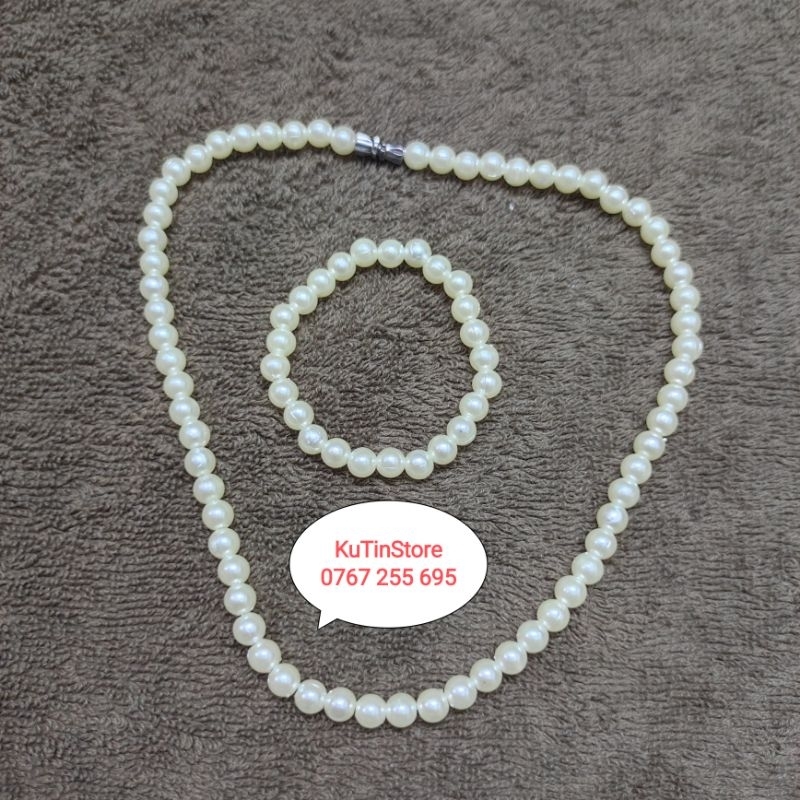 Dây chuyền ngọc trai nhân tạo hạt 8 li cho mẹ và bé