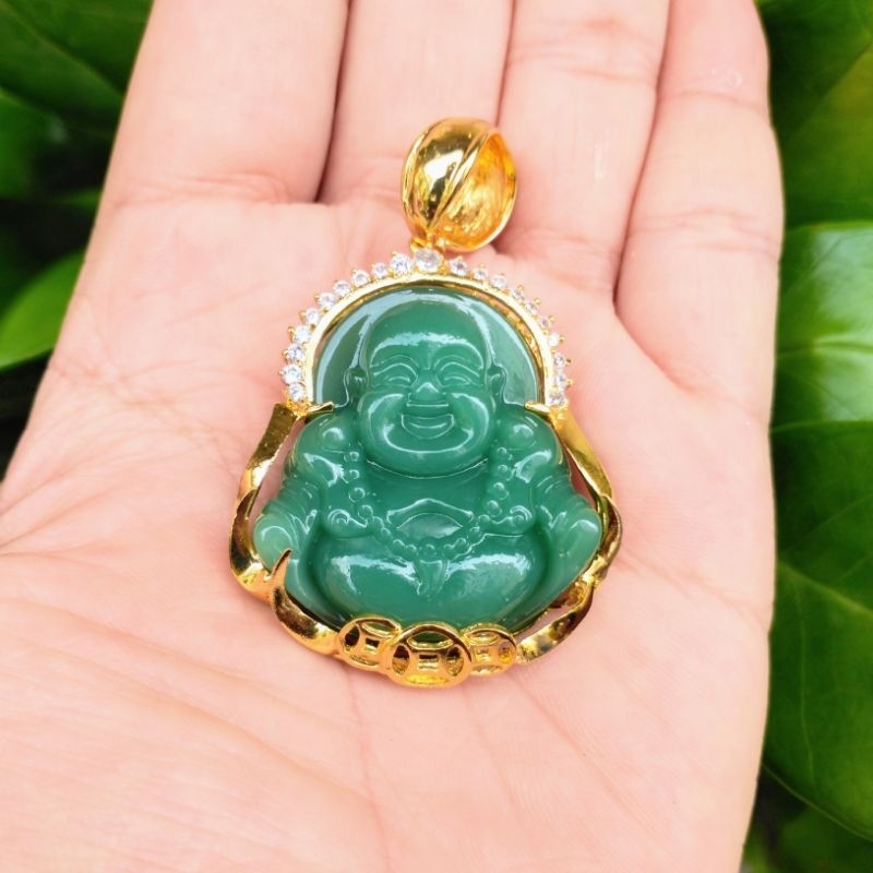 Mặt Dây Chuyền Phật Di Lạc Cười Trái Ngà Hoặc Đá Xanh, Đỏ, Đen Cao Cấp Lokalo - Đeo Rất May Mắn 14.2.23