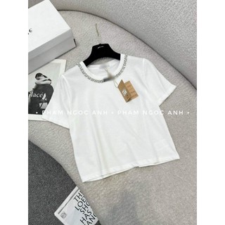 Áo phông miumiu cổ đá dáng lỡ hàng qccc