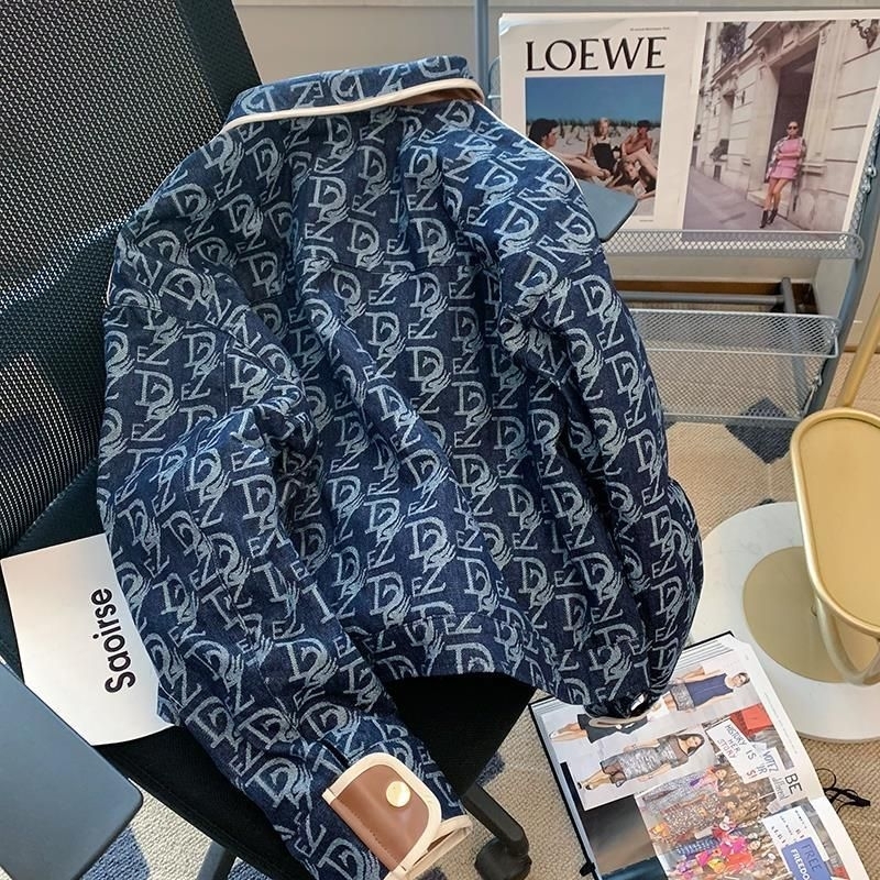 Áo khoác denim Unisex dáng ngắn phối da bò cực đẹp