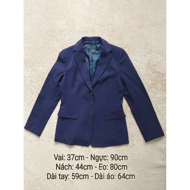 [2hand] Áo vest nữ Hàn hiệu Chic màu xanh đen 2 lớp form 2 nút 2 túi phía trước (Secondhand/Used goo