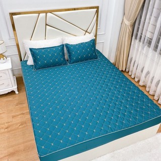 Ga + 2 gối lụa cao cấp trần bông 3 lớp bo chun bọc đệm dày 15-25cm