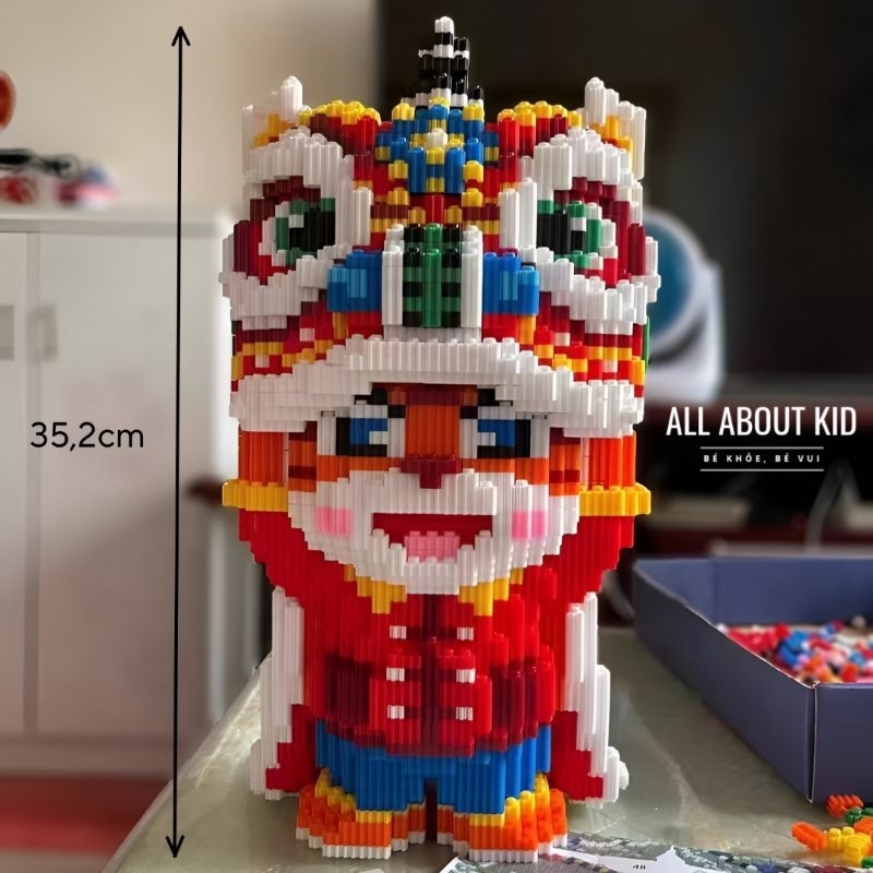 Lắp ráp mô hình Hổ Múa Lân cỡ lớn 35cm, bé chơi vui khỏe mẹ trang trí nhà