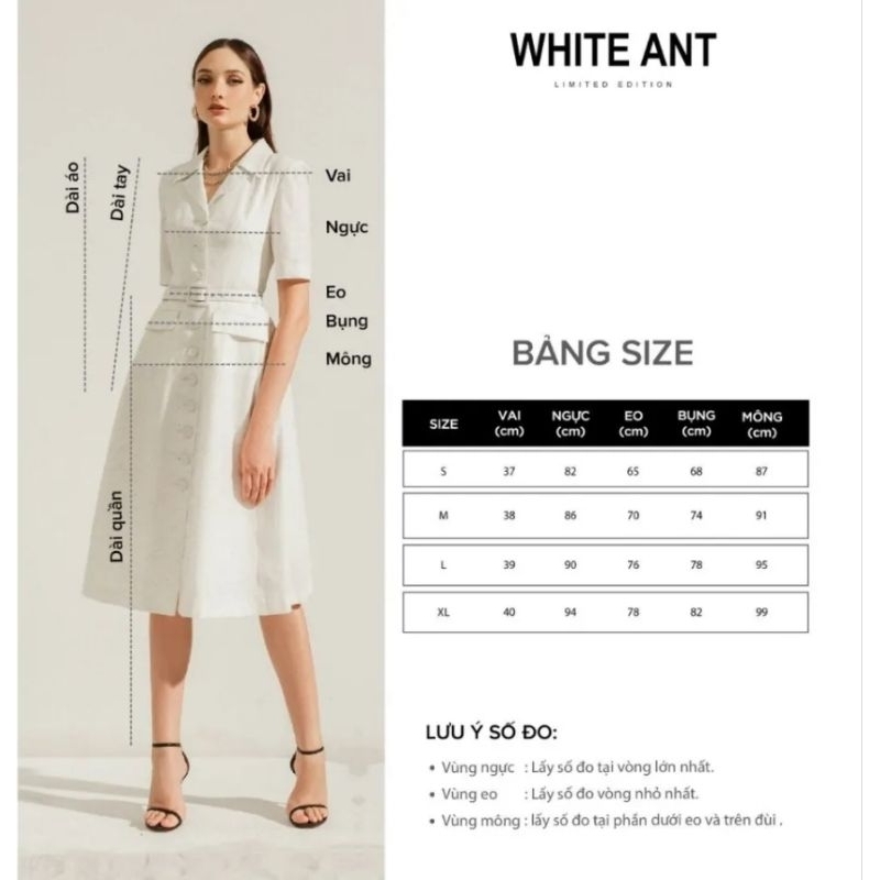 THANH LÝ PASS đầm vest hãng White Ant size L new 100% còn tag ạ