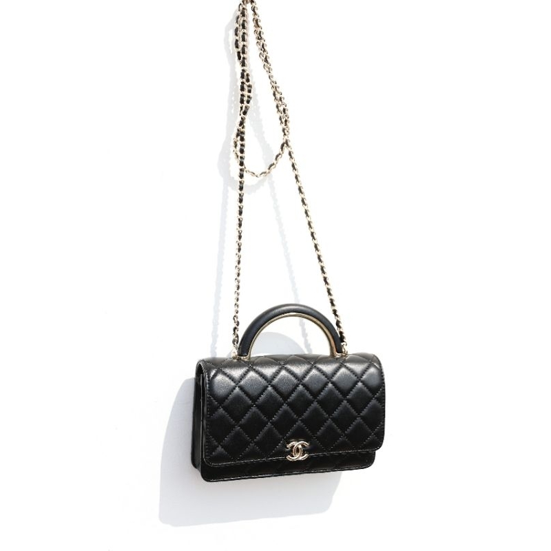 Túi xách nữ C.N WOC quai xách kim loại pha da sz19cm da bò 100% sang chảnh dã man fullbox nam châm