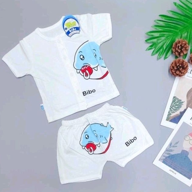 Bộ Tay Ngắn Sơ Sinh Cho Bé, Bộ Bibo Tay Ngắn Nút Giữa In Họa Tiết Cho Bé Từ 3-12 Kg