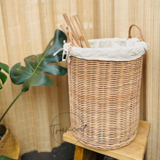 Sọt mây đựng đồ đa năng có quai kèm lót vải
