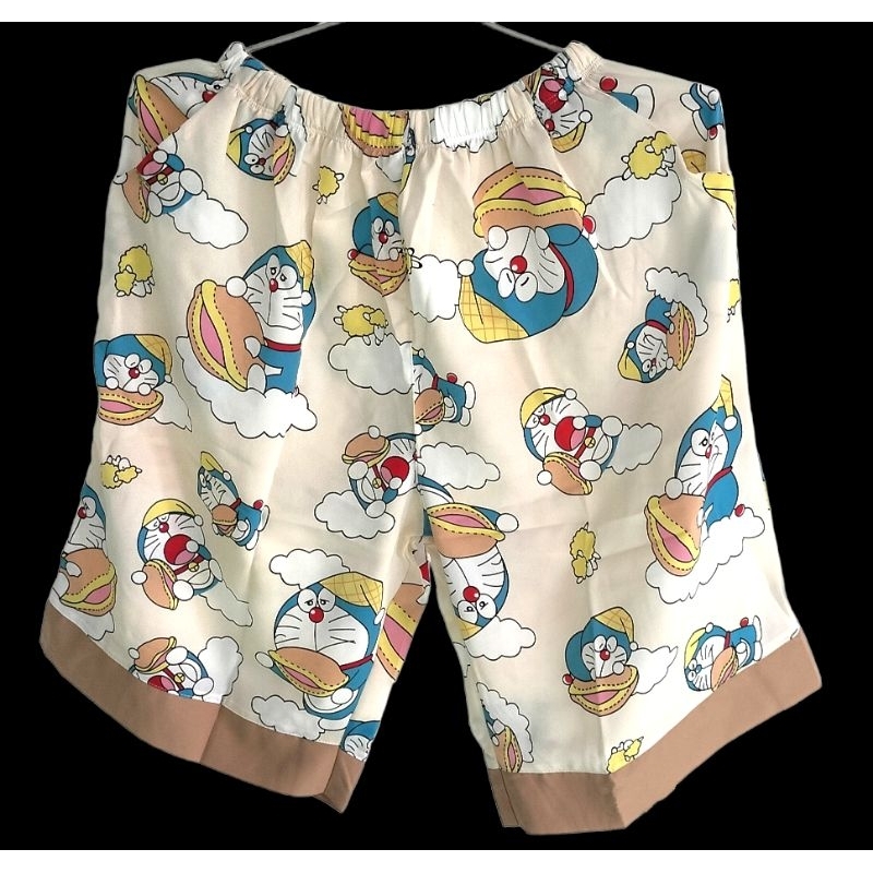 Pijama lụa MANGO - hoạ tiết Doraemon - 55-75 ký
