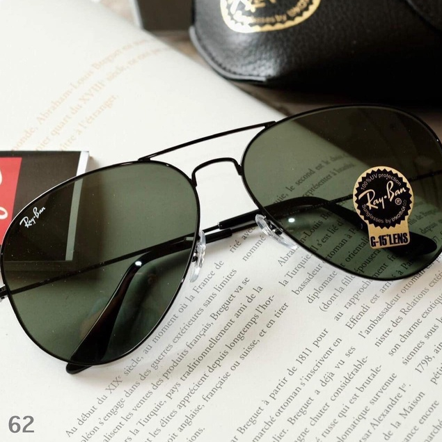 Kính Mát Rayban Aviator Large Metal RB3026 L2821 gọng đen mắt xanh (62-14-140)