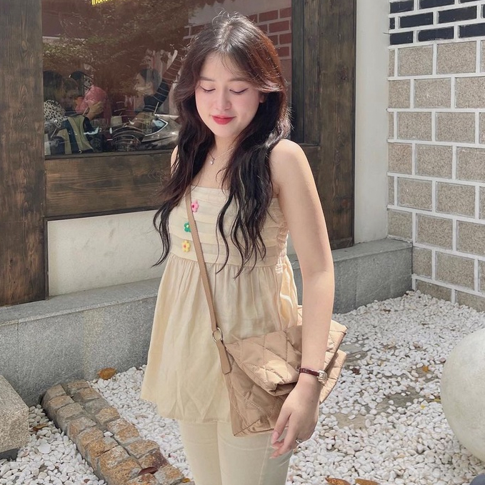 ✿ Daisy Camisole ✿ - Áo hai dây trơn be đi biển đi chơi mỏng mát - Koffi.me
