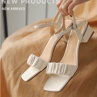 Giày sandal gót vuông - sandal judy quai ngang da mềm cao 5p vnxk
