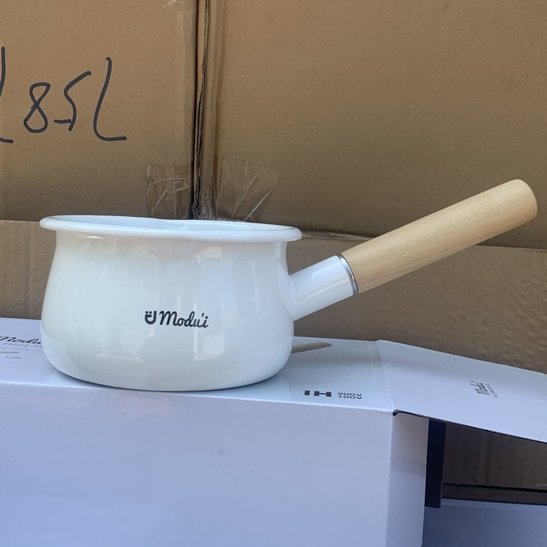 Nồi Modui trắng sứ Hàn Quốc cao cấp nấu bột, nấu cháo cho bé, size 15cm, Dùng được cho bếp từ