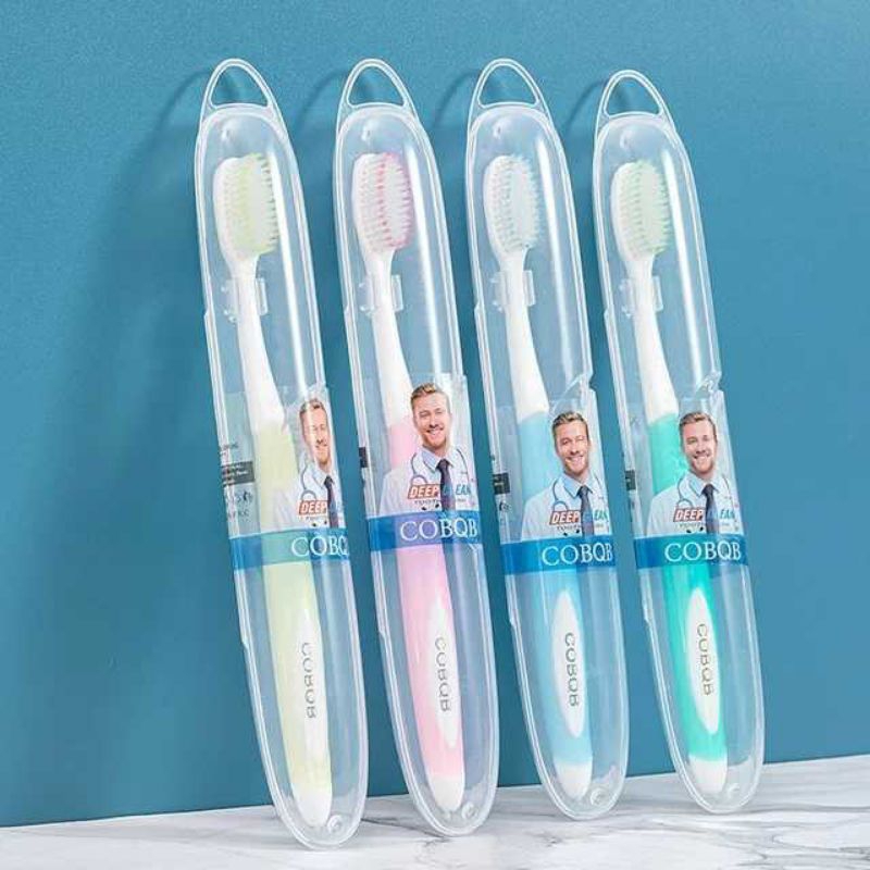 Bàn Chải Đánh Răng Cao Cấp COBQB Soft Lông Mềm Mại, Có Hộp Đựng tiện lợi Toothbrush