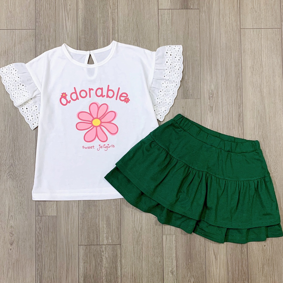 Set áo váy Bigaby xuất hàn jelispoon chất thun mềm mát cho bé 11-35kg