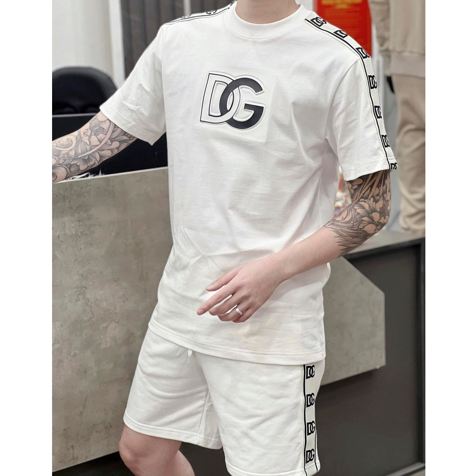 Bộ Thể Thao Hè Cổ Tròn DG Phối Viền Vai Sành Điêu, Cotton Lạnh Co Dàn 4 Chiều