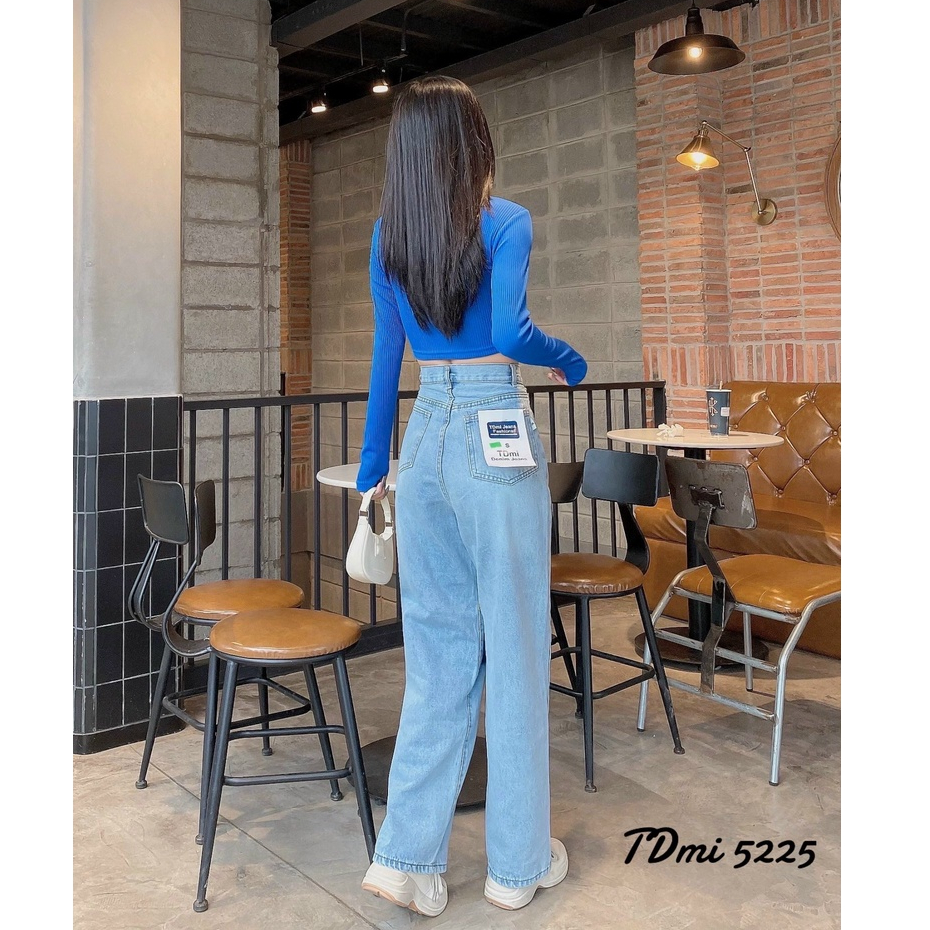 Quần jean nữ lưng cao, ống suông rộng phong cách Ulzzang School ADO JEANS