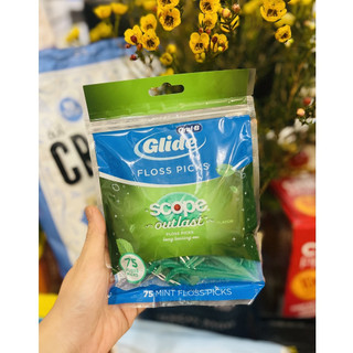 Tăm chỉ nha khoa Oral-B Glide with Scope Outlast Floss Picks Mint 75 cái