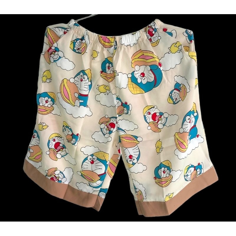 Pijama lụa MANGO - hoạ tiết Doraemon - 55-75 ký