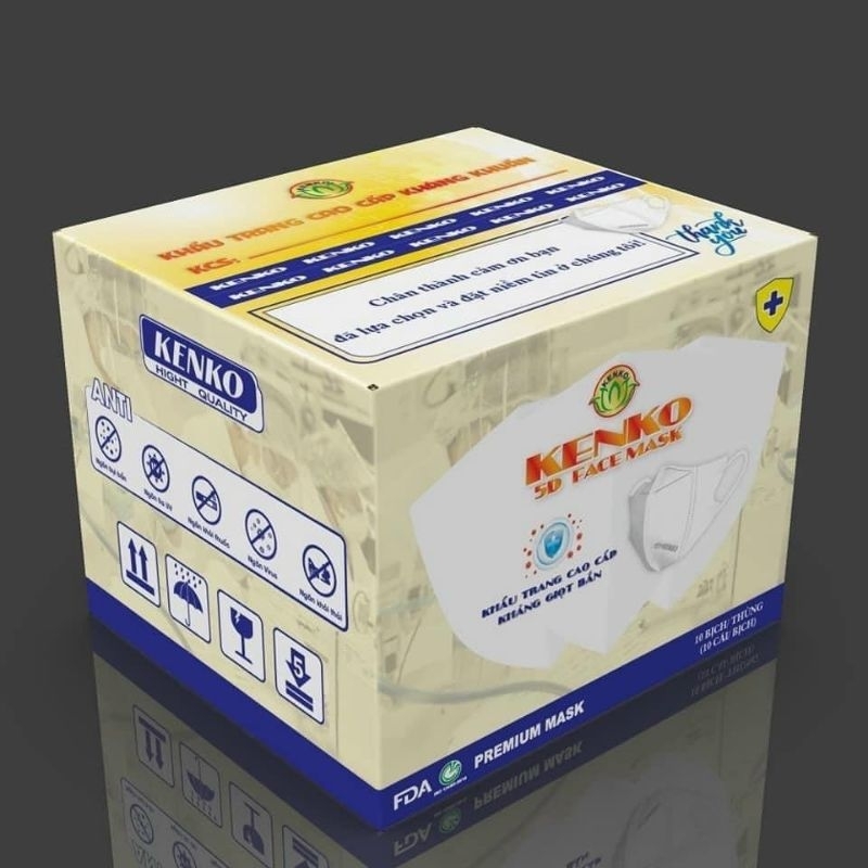(Thùng 100 cái) Khẩu trang 5D Kenko