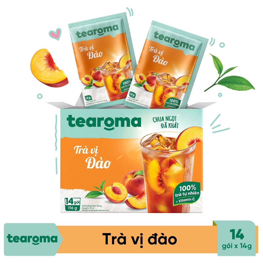 Trà Tearoma hòa tan vị Đào hộp 196g