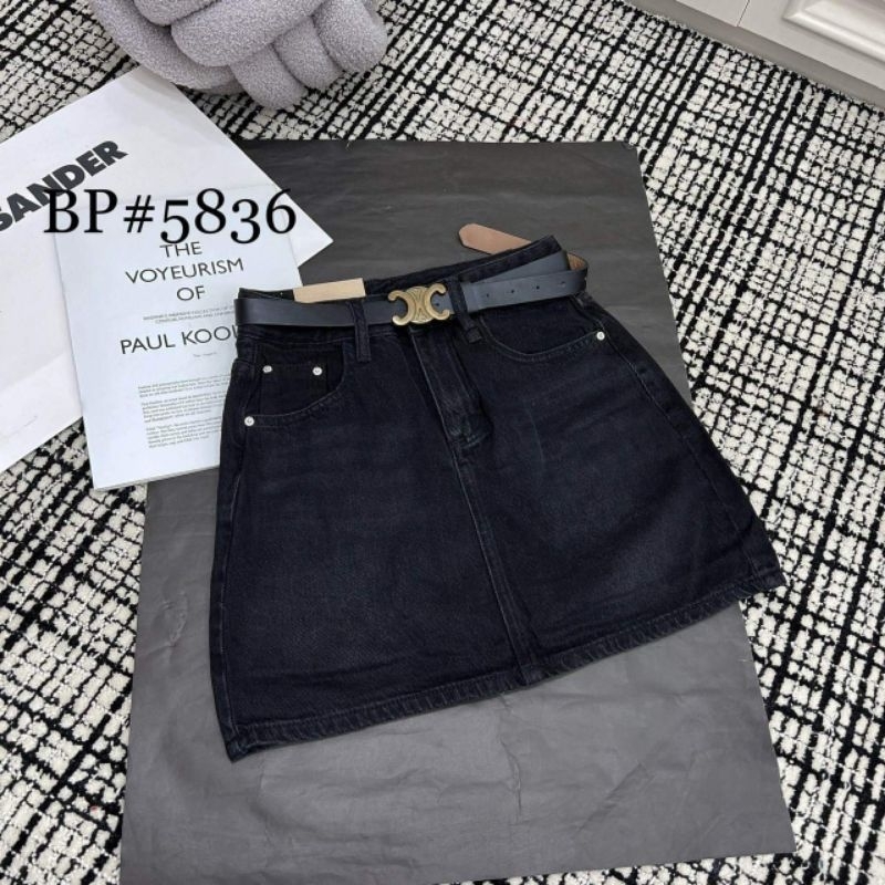 Chân váy jeans ngắn kèm đai hàng QCL1