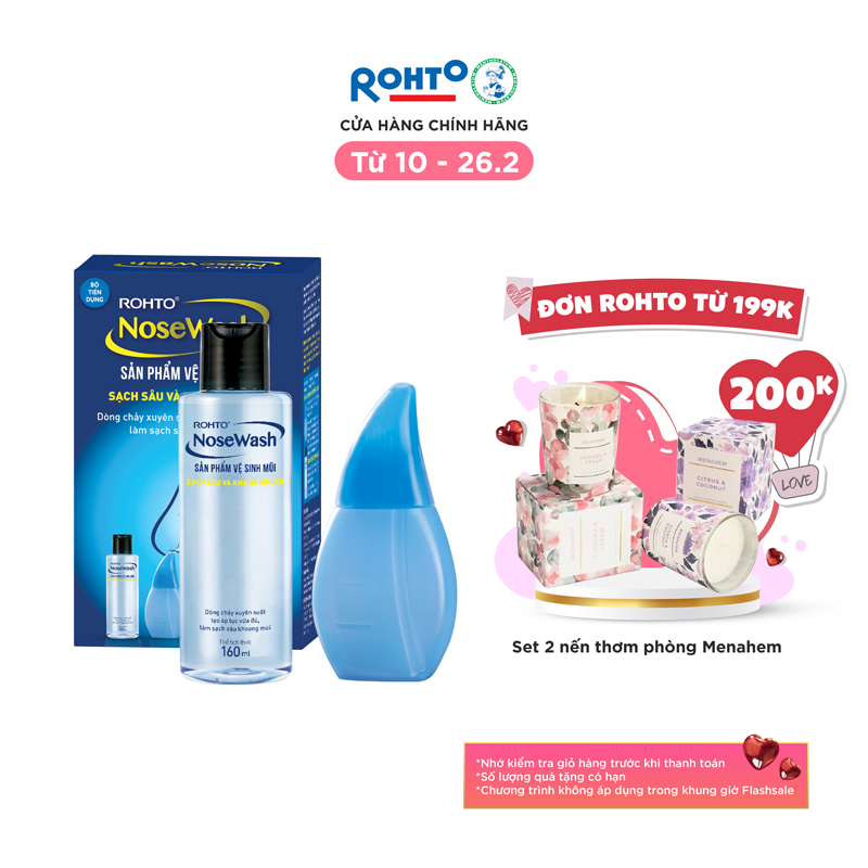 Bộ tiện dụng vệ sinh mũi Rohto NoseWash miniset (1 bình vệ sinh mũi Easy Shower và 1 bình dung dịch 160ml)