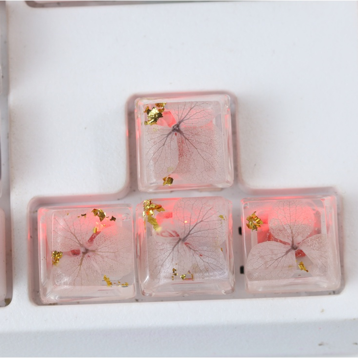 Keycap Lá khô xuyên led siêu đẹp, nút bàn phím độc đáo dành cho bàn phím cơ