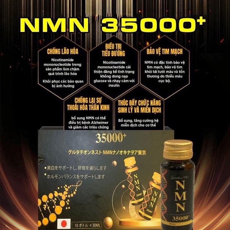 Nước uống collagen NMN 35000+ ngăn ngừa lão hóa da.trắng da hết nám.hộp 10 chai