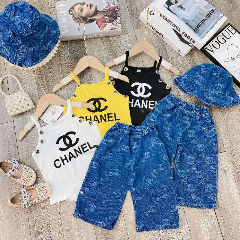 Set 3 chi tiết áo cotton quần xuông kèm mũ chất lừ bé gái