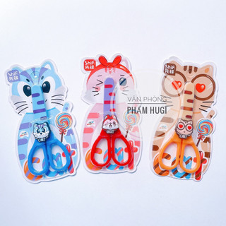Kéo Cắt Giấy Thủ Công Hình Mèo Dễ Thương (Có nắp đậy an toàn)
