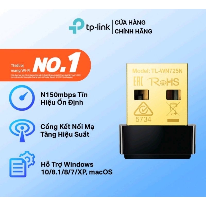 Thanh lý : USB Wifi TP-Link TL-WN725N Chuẩn N 150Mbps - Hàng mới 90% không hộp ,không đĩa CD