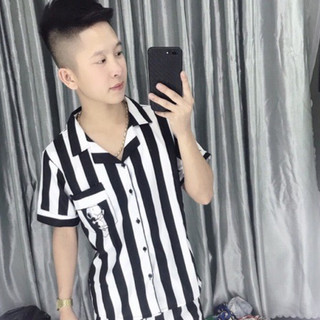 Bộ tù kẻ sọc nam nữ quần áo phạm nhân k976