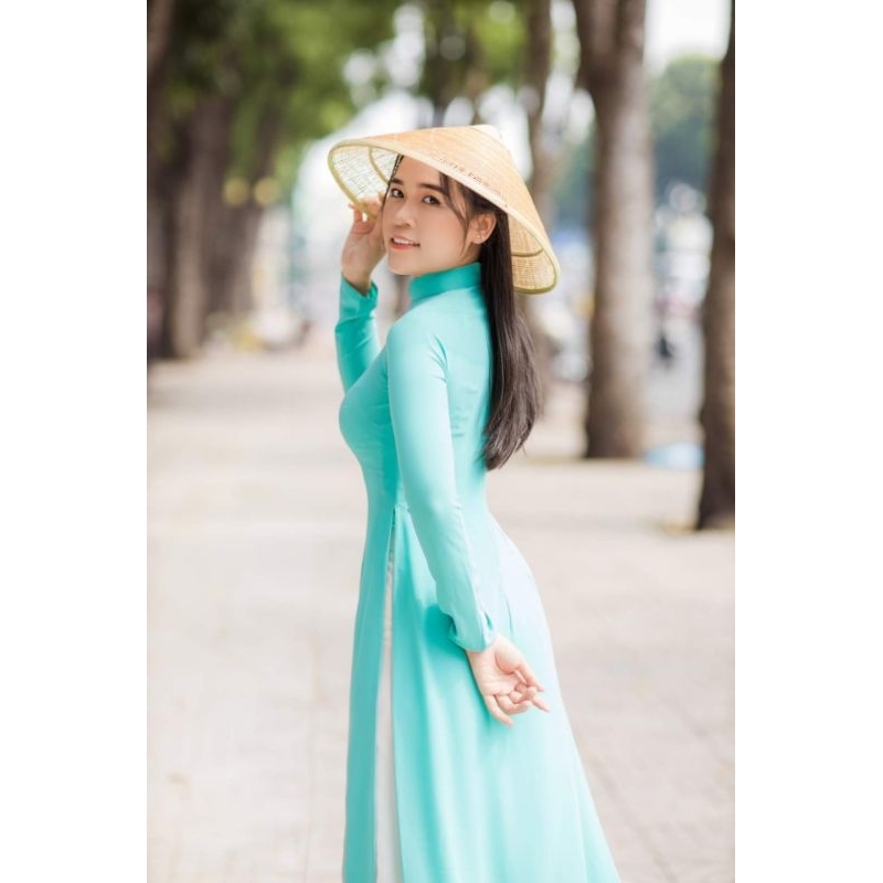 Sale_Áo dài lụa mỹ màu xanh ngọc_có bigsize