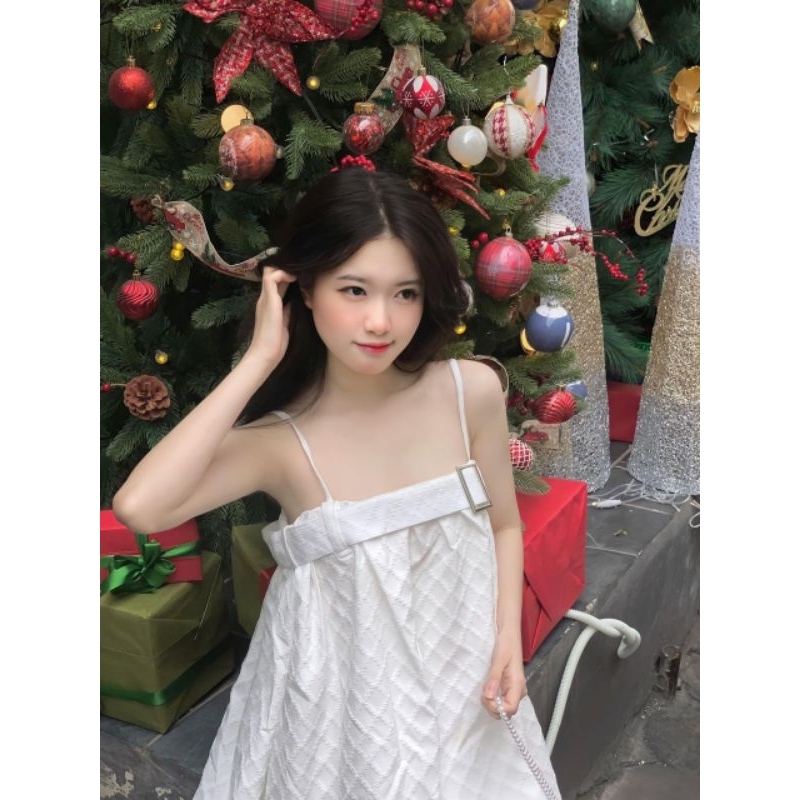 Đầm 2s doll xô kèm belt trắng