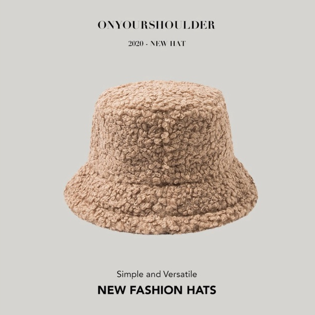 Mũ Bucket Bông thời trang cá tính trendy màu đen nâu be, nón lông hat nam nữ phong cách unisex Onyourshoulder
