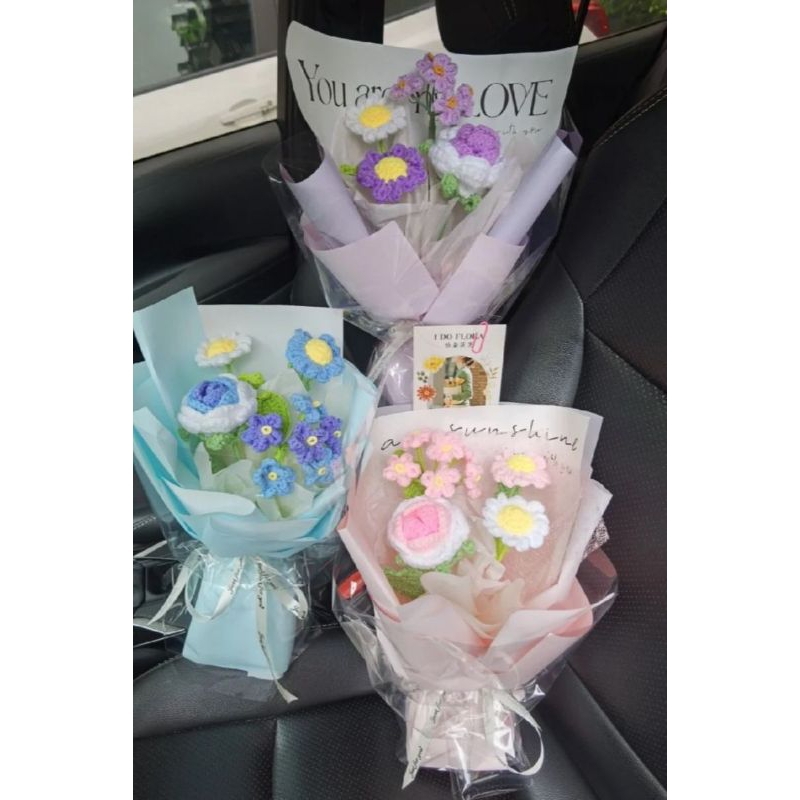 Bó hoa bằng len đơn giản mà đẹp dùng làm quà tặng, đồ trang trí đẹp cho ngày lễ 14/2, 8/3,20/11 dễ thương