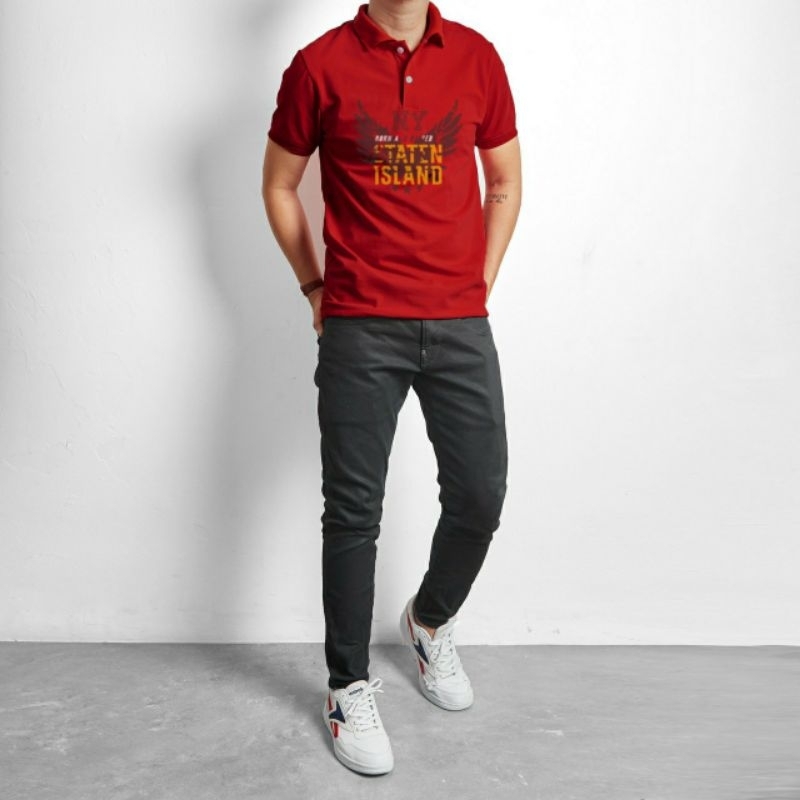 Áo thun nam có cổ ngắn tay polo thun cá sấu in 5 màu đen xám