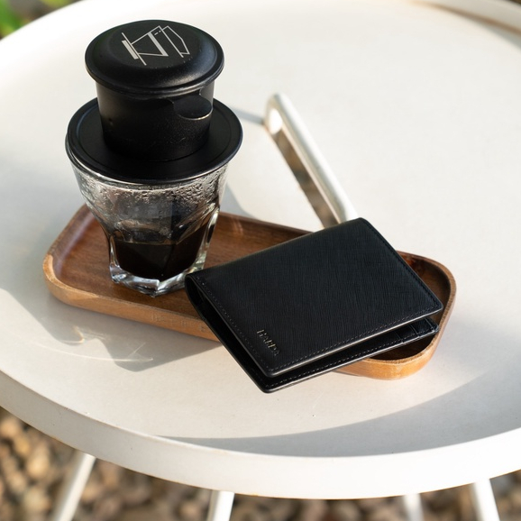 Ví da bóp da Harda form đứng kèm lá chất liệu da Saffiano cao cấp