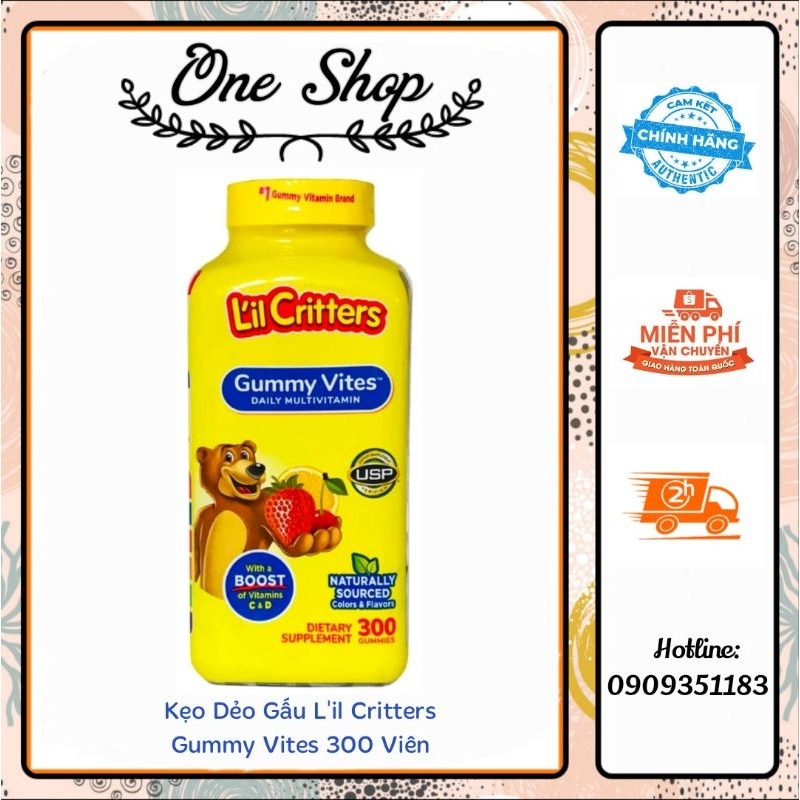 Kẹo dẻo bổ sung vitamin L'il Critters Gummy Vites cho bé 300 viên của Mỹ