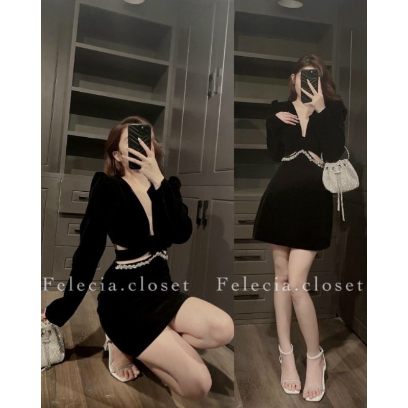 SET VÁY 2 MẢNH HỞ EO ĐÍNH ĐÁ. Cam kết 100% hàng chuẩn như mẫu mặc