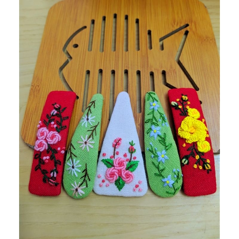 Kẹp tóc thêu tay handmade nhiều mẫu xinh xắn