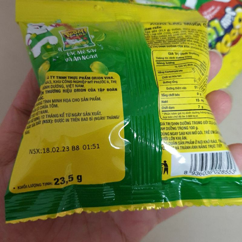 DÂY 10 GÓI KẸO DẺO BOOM JELLY ORION  VỊ XOÀI LẮC MUỐI ỚT