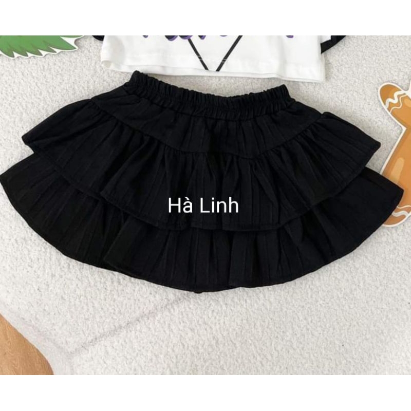 Chân váy xòe đũi gân cho bé gái.