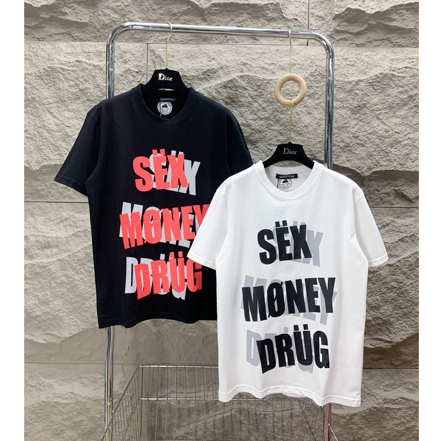 Áo Sex Money Drug Vintage Mác GUCI Đen Trắng - Áo phông tay lỡ Nam Nữ Premium In Chữ Sex Money Drug