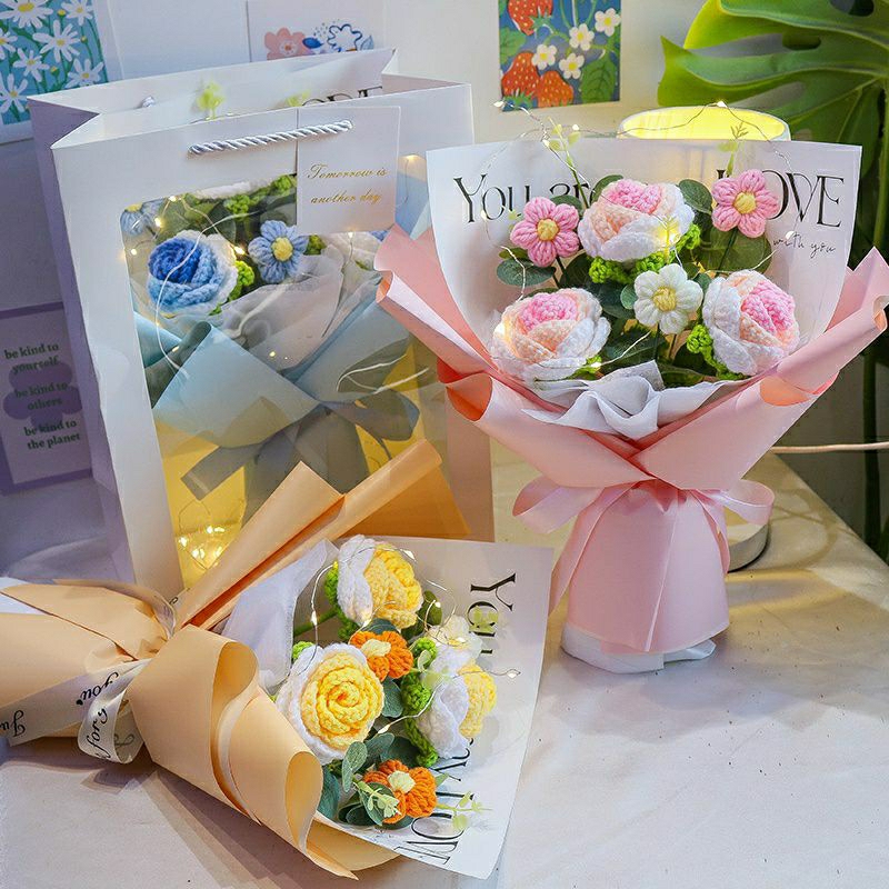 Hoa Len Handmade, Hoa hồng, Tulip, Hướng Dương, Hoa Cúc, Trái Tim Len.