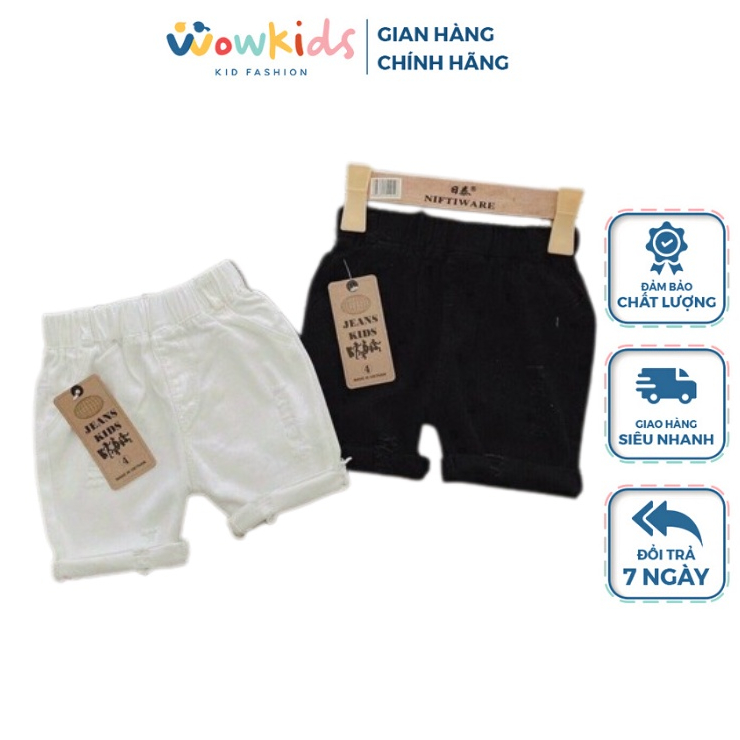 Quần Short Đùi Kaki Rách Cho Bé Trai WOWKIDS Size Đại Từ 9-30Kg Phong Cách Hàn Quốc