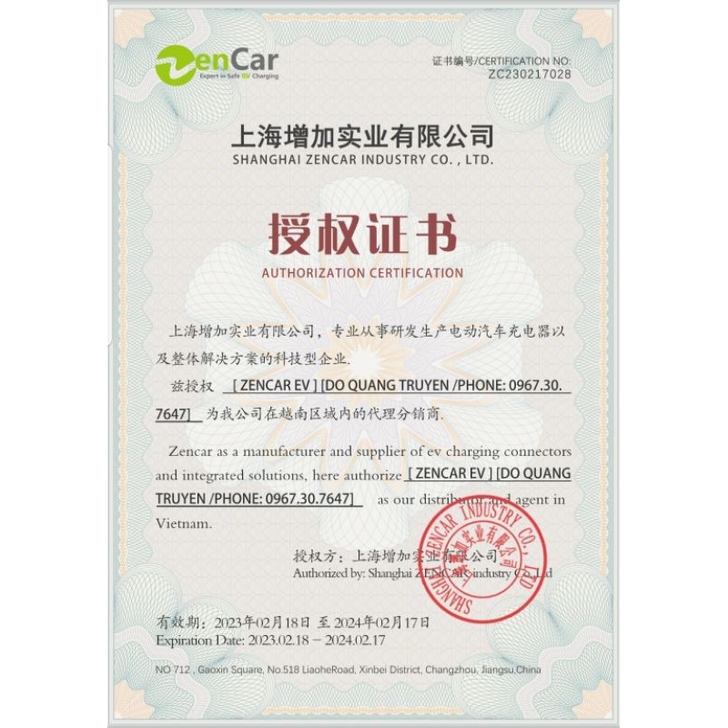 Sạc Ô Tô Điện ZENCAR gen 5 2023, 7.4kw