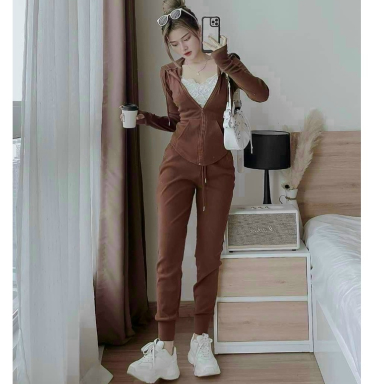 Set Bộ Nữ Đi Chơi,Dạo Phố,Set Bộ Áo Khoác Có Mũ Quần Jogger Tiểu Thư Khoe Eo Tôn Dáng sang Chảnh Thời Trang Thiết Kế MJP