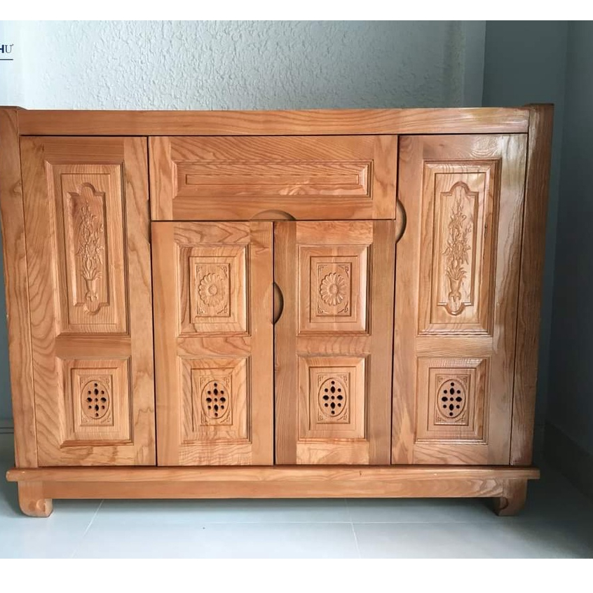 Tủ giày dép 4 cánh gỗ sồi 2 màu (FREESHIP 60 KM )